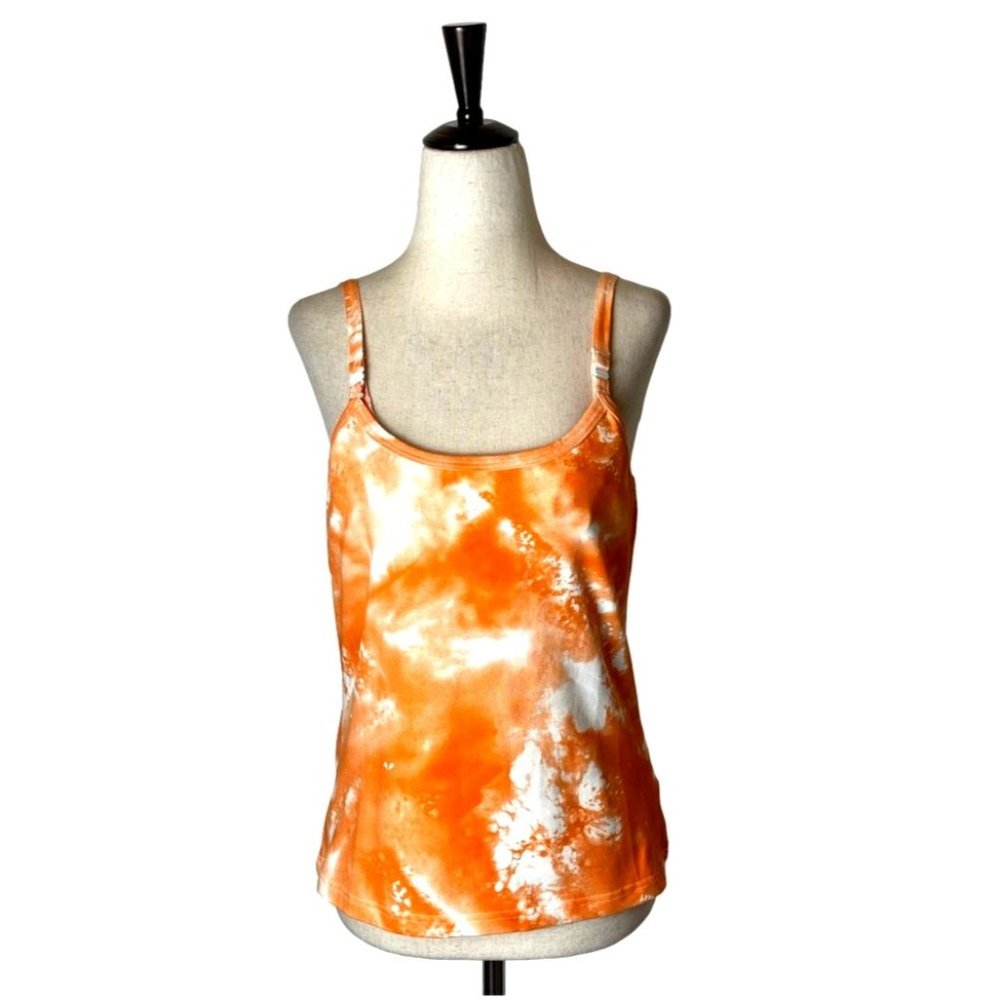Glamourmom Orange And White Tie Dye Built In Nursing Bra Tank Top Size L